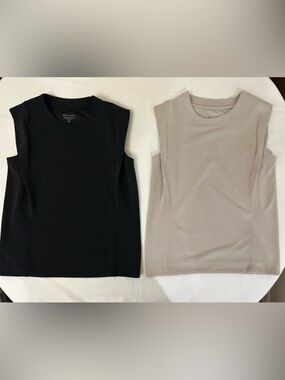 Athleta Black Crewneck Knit Tank Bundle.